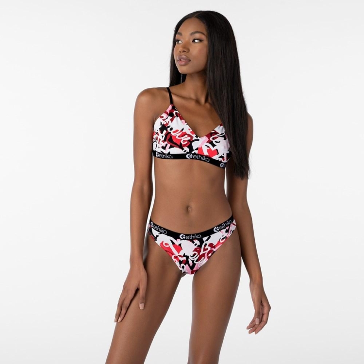 Bikini Underwear Ethika Chaotic Love Blanche Rouge Femme | VYVX-82385639