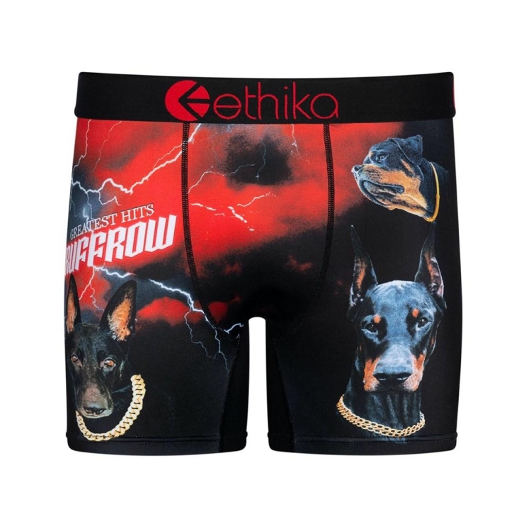 Mid Boxers Ethika Ruff Row Rouge Noir Homme | ELXE-82788845