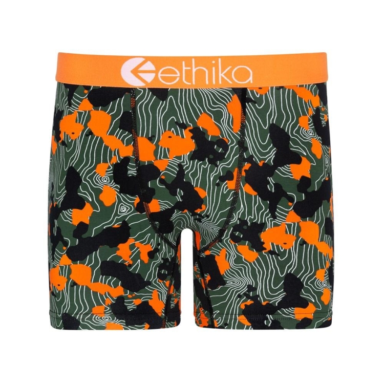 Mid Boxers Ethika Forest Camo Vert Orange Homme | SOCM-27163424