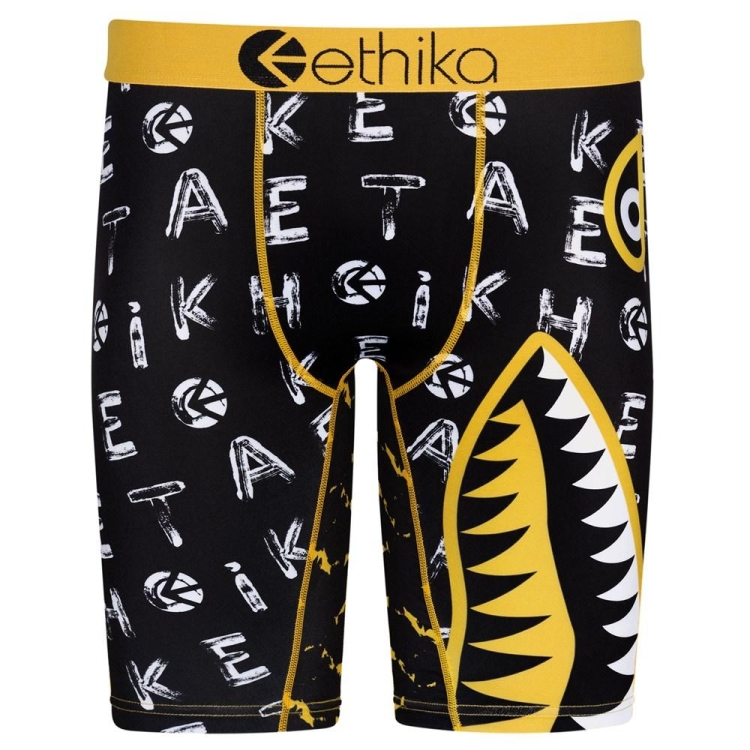 Staple Underwear Ethika Bomber Word Finder Noir Jaune Homme | HYLF-00129467