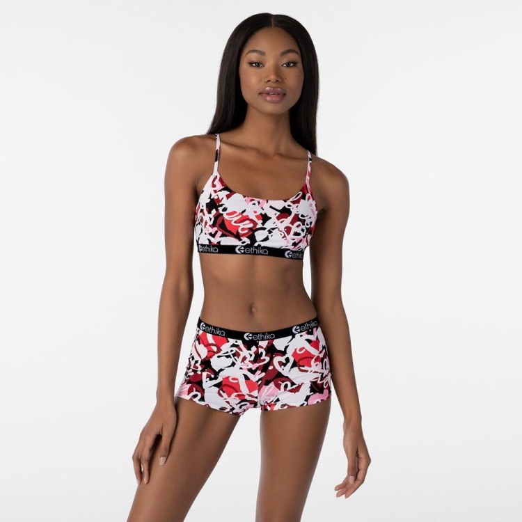 Pullover Bra Ethika Chaotic Love Blanche Rouge Femme | QFRB-57917941