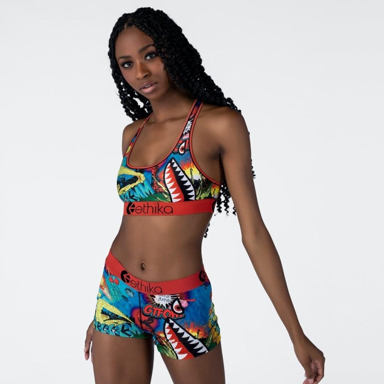 Soutien Gorge Sport Ethika Wild World Multicolore Femme | UAIY-51678101