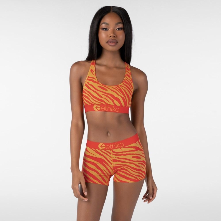 Soutien Gorge Sport Ethika Tiger Fire Orange Femme | UIPI-34295327