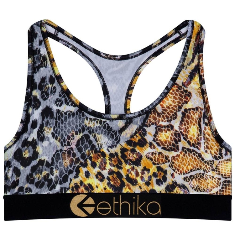 Soutien Gorge Sport Ethika Golden Twist Leopard Femme | MVLK-44914302