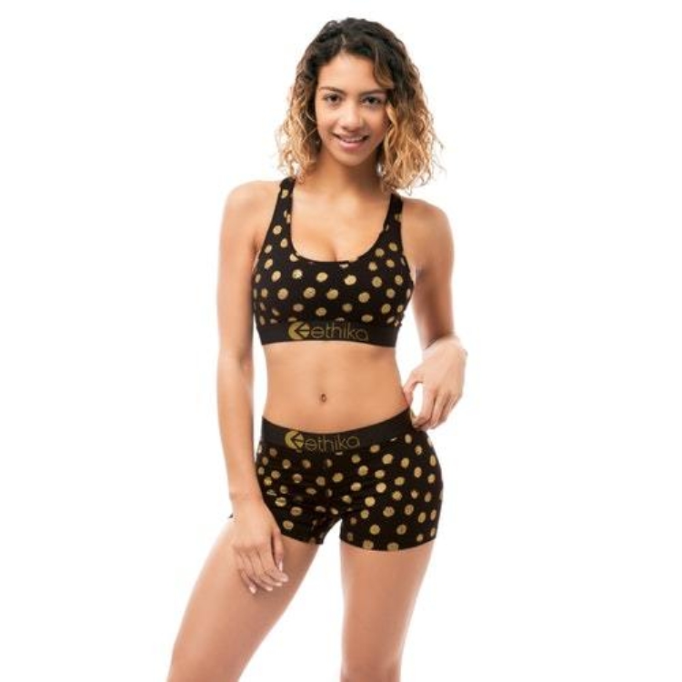 Soutien Gorge Sport Ethika Gold Member Noir Doré Femme | DLHS-19710280