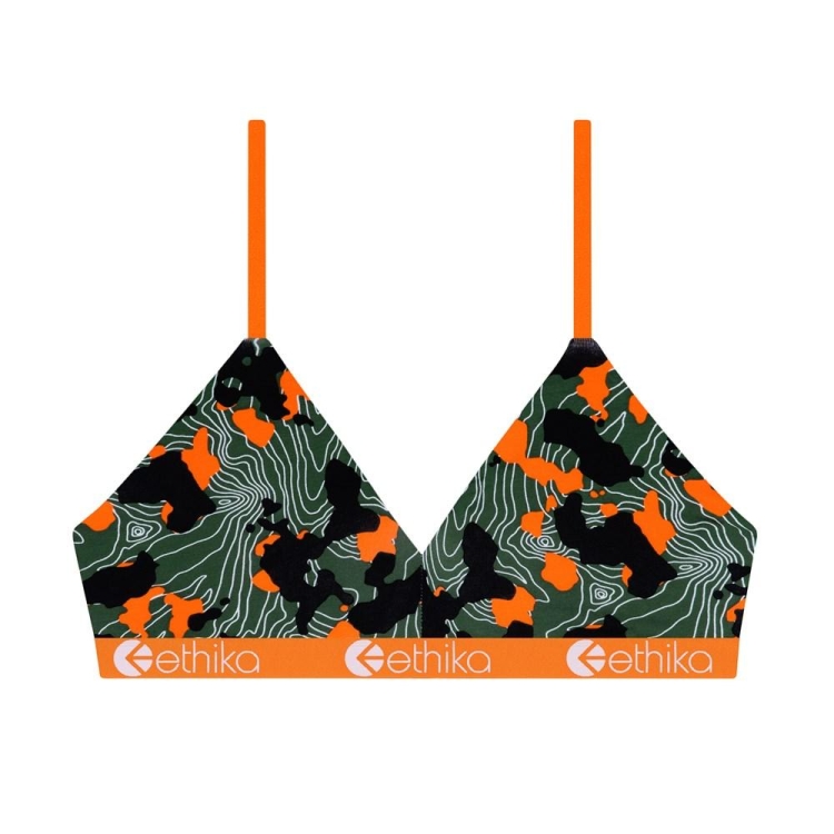 V Neck Bra Ethika Forest Camo Vert Orange Femme | TBGY-11778032