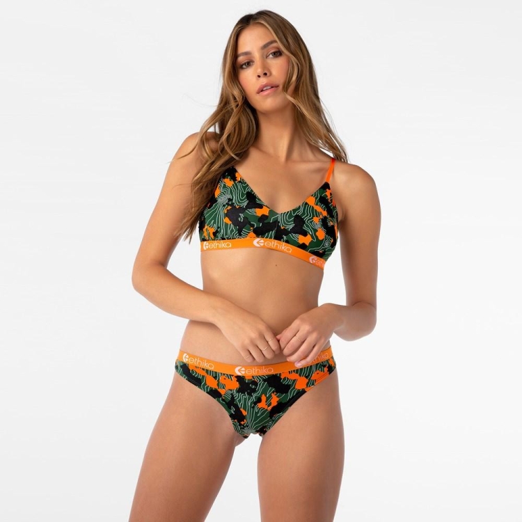 V Neck Bra Ethika Forest Camo Vert Orange Femme | TBGY-11778032