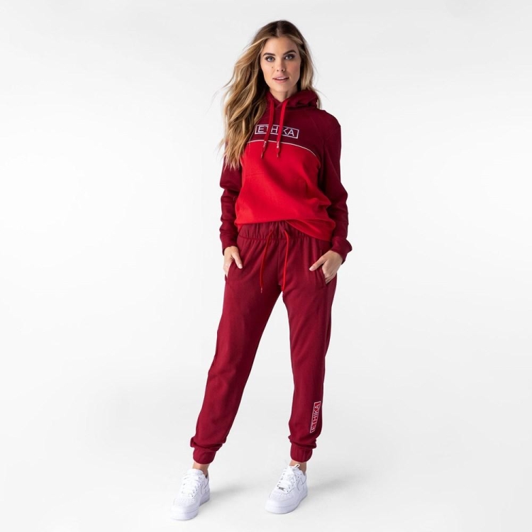 Sweat à Capuche Ethika Bar Logo Rouge Femme | SFAL-15211535