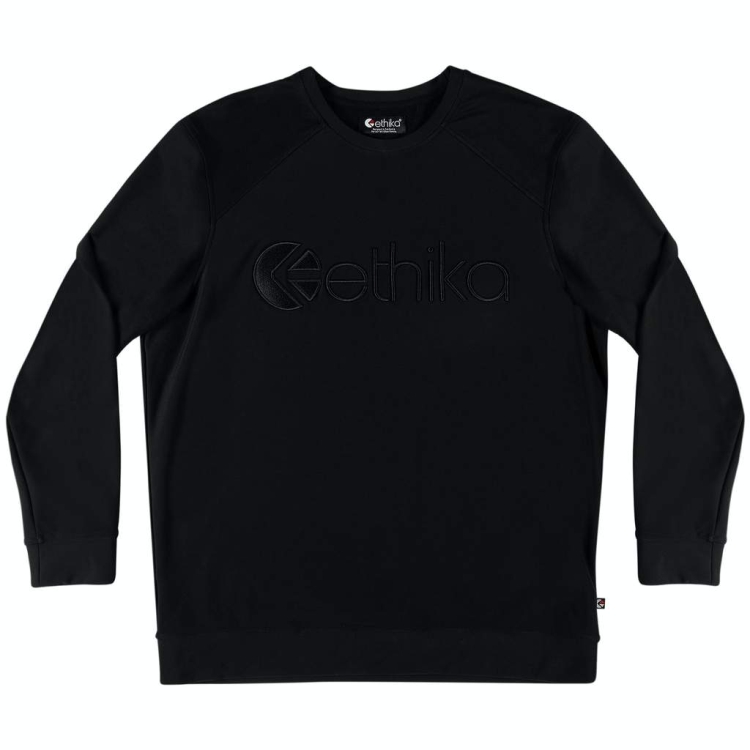 Chemises Ethika Premium Embroidered Crew Neck Noir Homme | GMAK-76020661