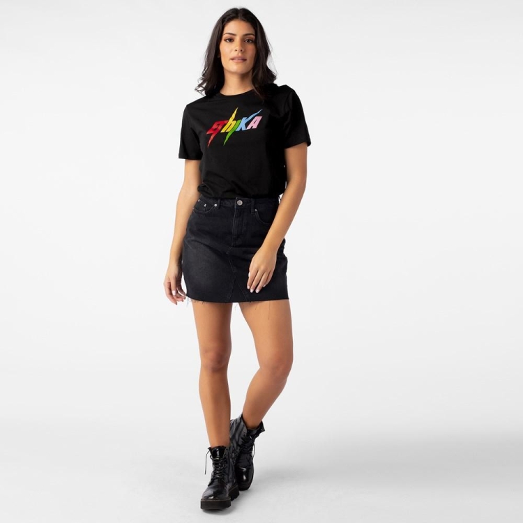 T Shirts Ethika Bolt Modal Noir Femme | XQKF-97182509