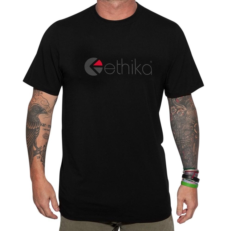 T Shirts Ethika Logo Noir Homme | XPLX-95574002