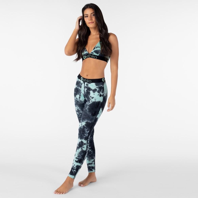 Leggings Ethika Lightning Dye Noir Turquoise Femme | ULXT-16948230