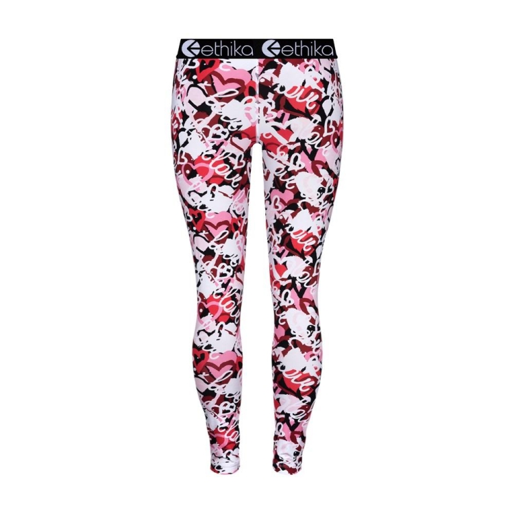 Leggings Ethika Chaotic Love Fille Blanche Rouge Unisex | VGWT-64564348