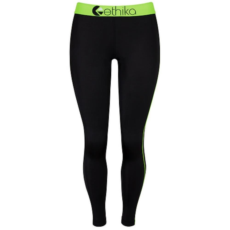 Collant Ethika Subzero Full Noir Vert Femme | BWYV-92424272