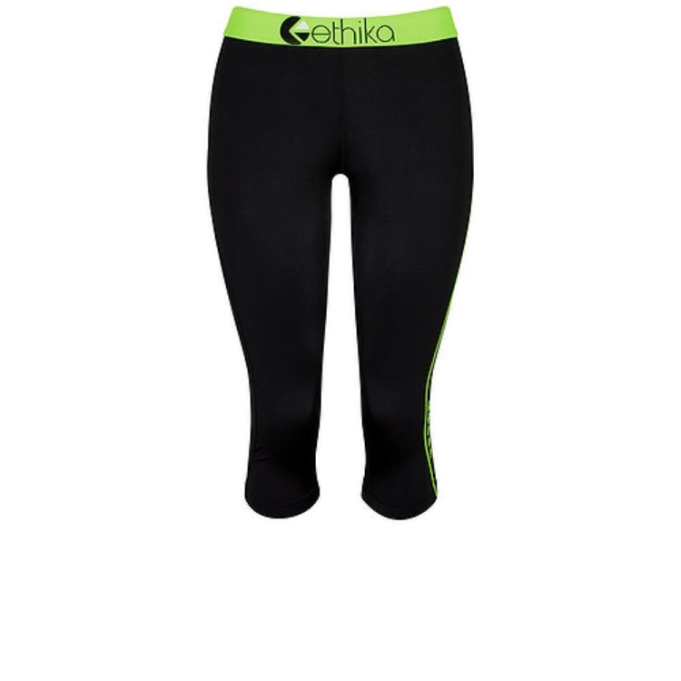 Collant Ethika Subzero 3/4 Noir Vert Femme | PHCU-99569441