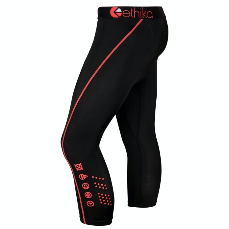 Collant Ethika Subzero 3/4 Noir Rouge Homme | CAUM-55011191