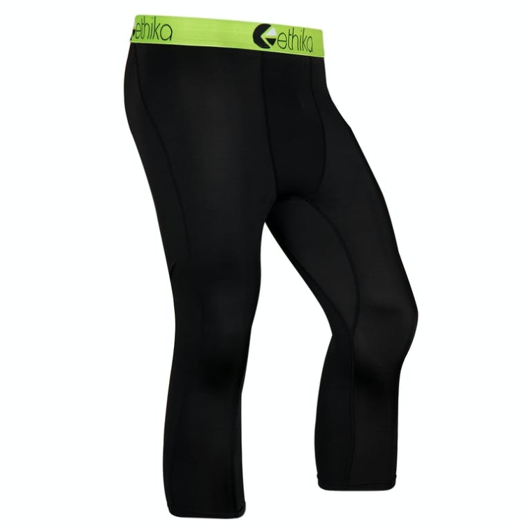 Collant Ethika Subzero 3/4 Noir Vert Homme | KBBJ-74502752