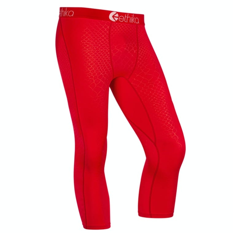 Collant Ethika Embossed Python 3/4 Rouge Homme | PMSG-37842060